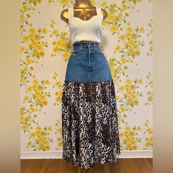 Levi's Dresses & Skirts - Levi's Blue and Leopard Print Maxi Skirt